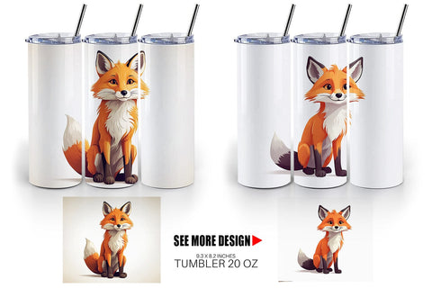 Tumbler Cute Fox Sublimation artnoy 