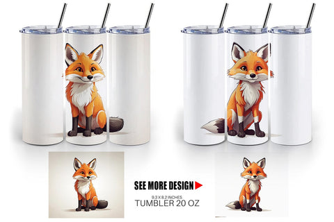 Tumbler Cute Fox Sublimation artnoy 