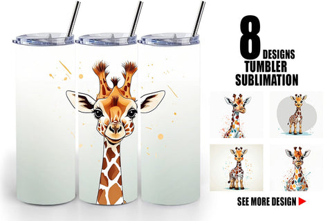 Tumbler Cute Giraffe Sublimation artnoy 