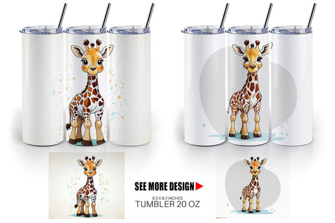Tumbler Cute Giraffe Sublimation artnoy 