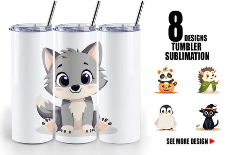 Tumbler Cute Halloween Animals Sublimation artnoy 