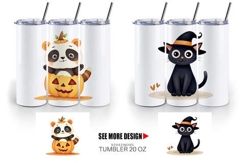 Tumbler Cute Halloween Animals Sublimation artnoy 