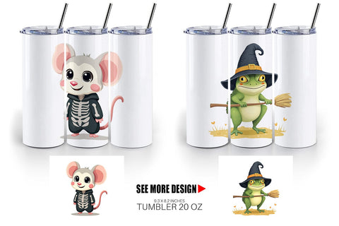 Tumbler Cute Halloween Animals Sublimation artnoy 