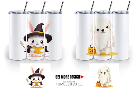 Tumbler Cute Halloween Animals Sublimation artnoy 