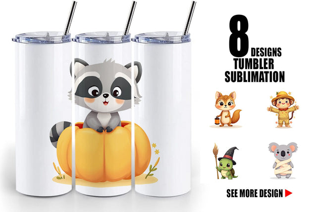Tumbler Cute Halloween Animals Sublimation artnoy 