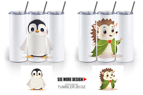 Tumbler Cute Halloween Animals Sublimation artnoy 