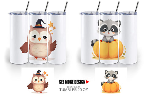 Tumbler Cute Halloween Animals Sublimation artnoy 