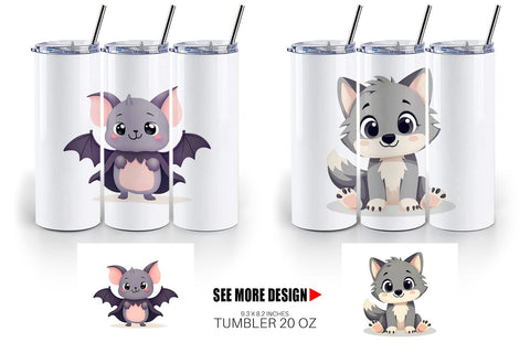 Tumbler Cute Halloween Animals Sublimation artnoy 