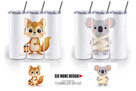 Tumbler Cute Halloween Animals Sublimation artnoy 