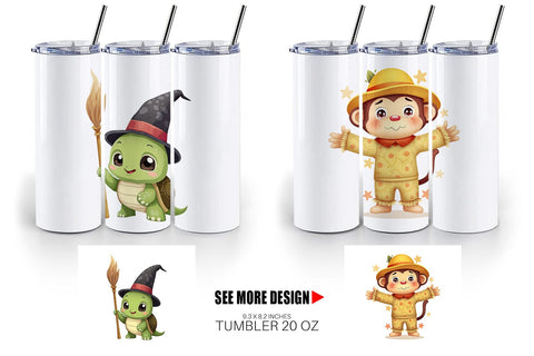 Tumbler Cute Halloween Animals Sublimation artnoy 