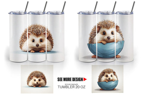 Tumbler Cute Hedgehog Sublimation artnoy 