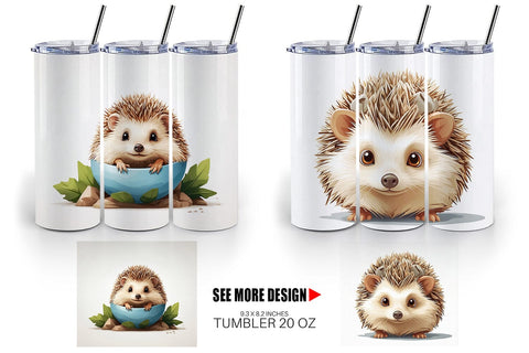 Tumbler Cute Hedgehog Sublimation artnoy 