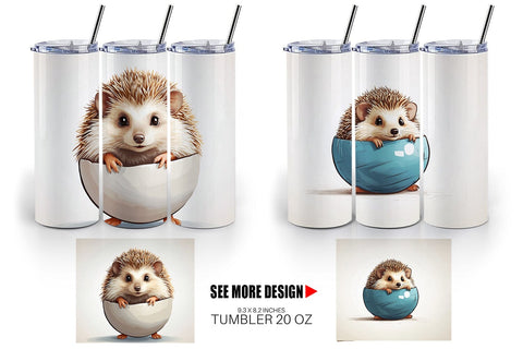 Tumbler Cute Hedgehog Sublimation artnoy 