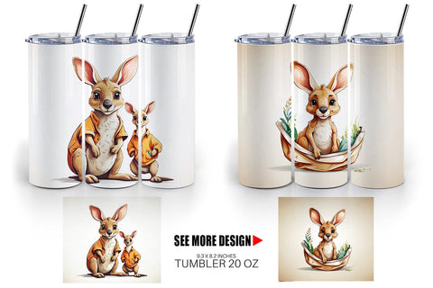 Tumbler Cute Kangaroo Sublimation artnoy 