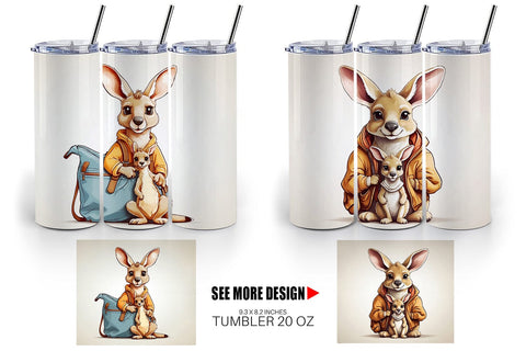 Tumbler Cute Kangaroo Sublimation artnoy 