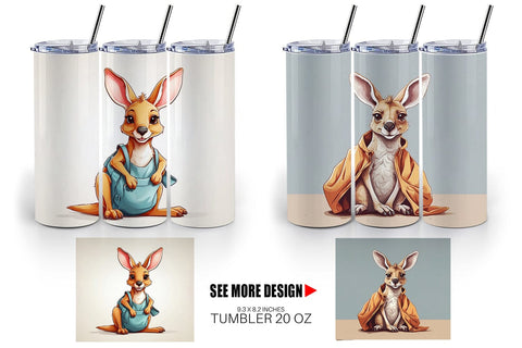 Tumbler Cute Kangaroo Sublimation artnoy 