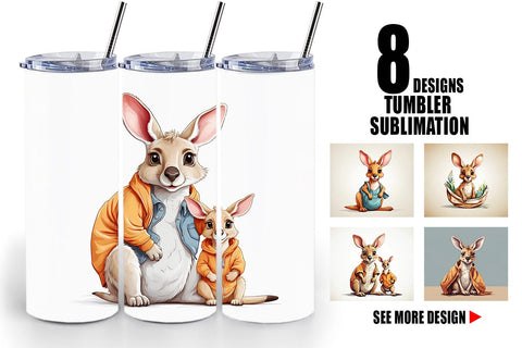 Tumbler Cute Kangaroo Sublimation artnoy 