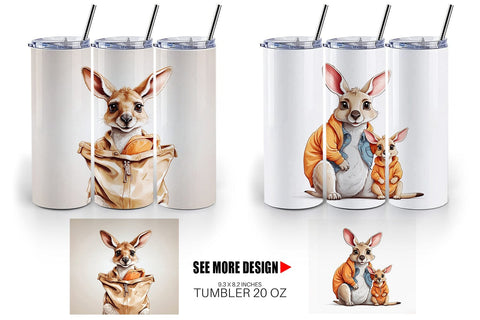 Tumbler Cute Kangaroo Sublimation artnoy 