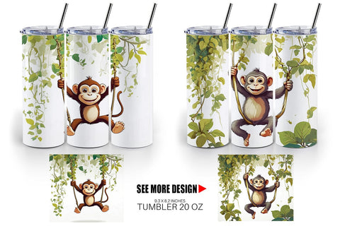 Tumbler Cute Monkey Sublimation artnoy 