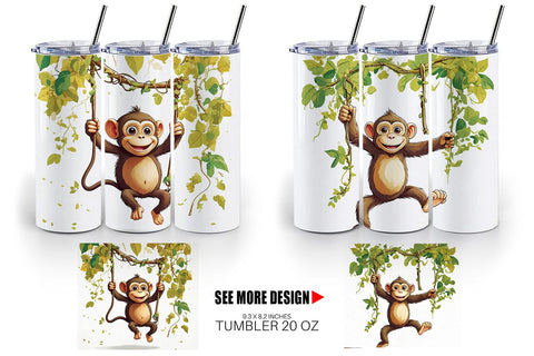 Tumbler Cute Monkey Sublimation artnoy 