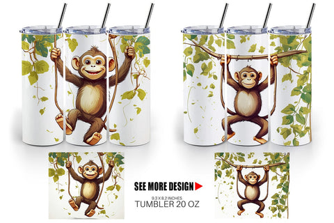 Tumbler Cute Monkey Sublimation artnoy 