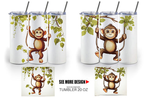 Tumbler Cute Monkey Sublimation artnoy 