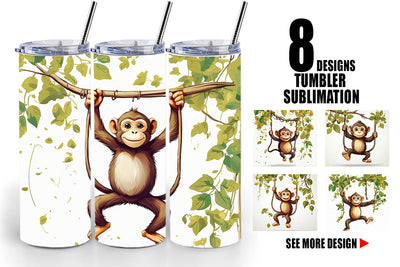 Tumbler Cute Monkey Sublimation artnoy 
