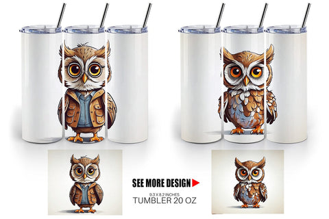 Tumbler Cute Owl Sublimation artnoy 