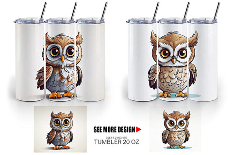 Tumbler Cute Owl Sublimation artnoy 