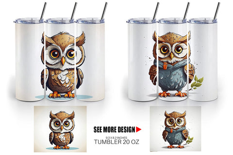 Tumbler Cute Owl Sublimation artnoy 
