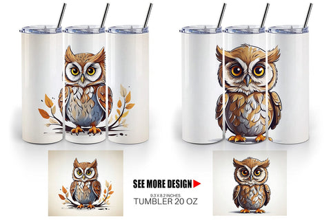 Tumbler Cute Owl Sublimation artnoy 