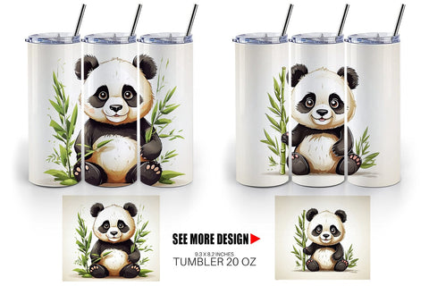 Tumbler Cute Panda Sublimation artnoy 