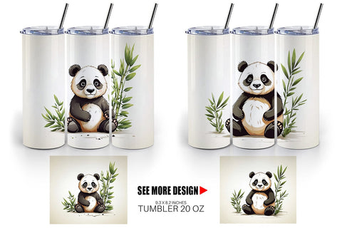 Tumbler Cute Panda Sublimation artnoy 
