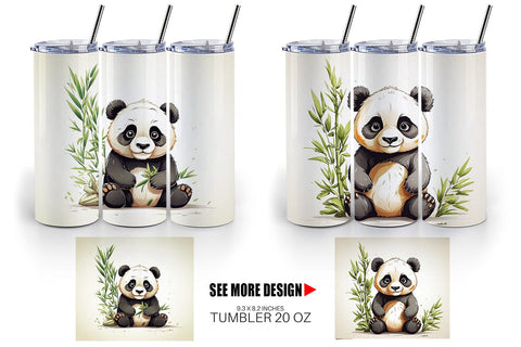 Tumbler Cute Panda Sublimation artnoy 