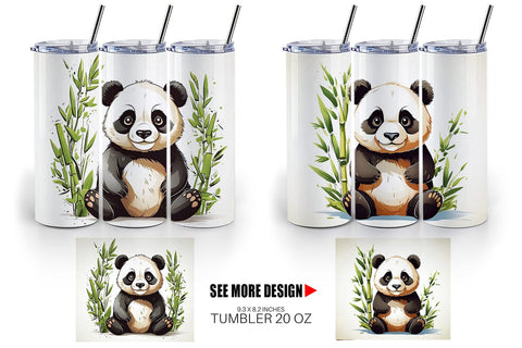 Tumbler Cute Panda Sublimation artnoy 