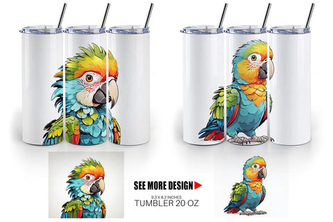 Tumbler Cute Parrot Sublimation artnoy 