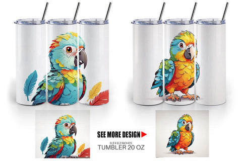 Tumbler Cute Parrot Sublimation artnoy 
