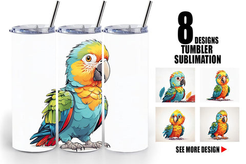 Tumbler Cute Parrot Sublimation artnoy 