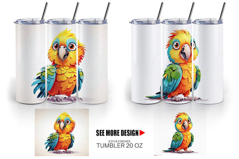 Tumbler Cute Parrot Sublimation artnoy 