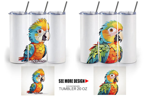 Tumbler Cute Parrot Sublimation artnoy 