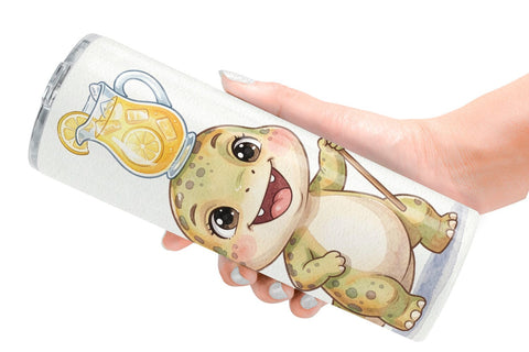 Tumbler Cute Picnic BBQ Dino Watercolor Sublimation artnoy 