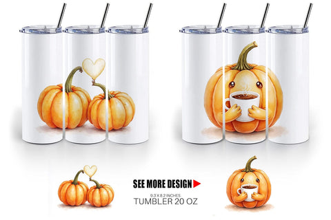 Tumbler Cute Pumpkin Faces Sublimation artnoy 