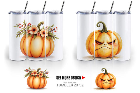 Tumbler Cute Pumpkin Faces Sublimation artnoy 
