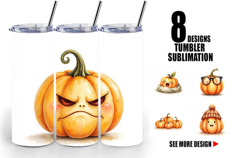 Tumbler Cute Pumpkin Faces Sublimation artnoy 