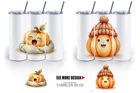 Tumbler Cute Pumpkin Faces Sublimation artnoy 