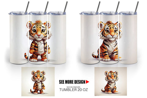 Tumbler Cute Tiger Sublimation artnoy 