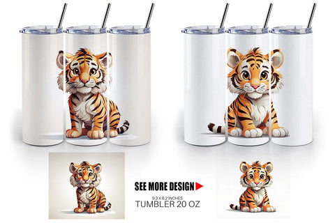 Tumbler Cute Tiger Sublimation artnoy 