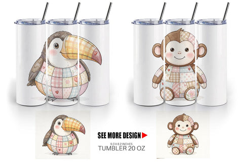 Tumbler Cute Tropical Patchwork Sublimation artnoy 