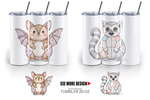 Tumbler Cute Tropical Patchwork Sublimation artnoy 