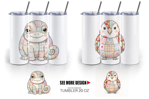 Tumbler Cute Tropical Patchwork Sublimation artnoy 